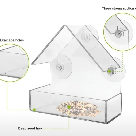 Acrylic bird feeder for Window Watching New - Picture 2 of 2